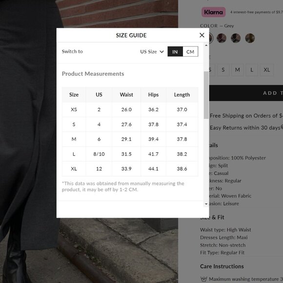 Commense She's Effortless Slit Maxi Skirt in Grey SZ XL - Picture 4 of 5